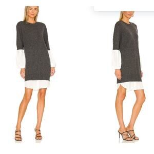 Revolve Brochu Walker Ebella longsleeve Layered cashmere wool Grey Shirt Dress M